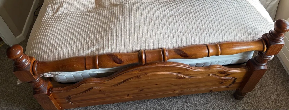 Solid wood Double bed frame & matching Lockers - Image 3