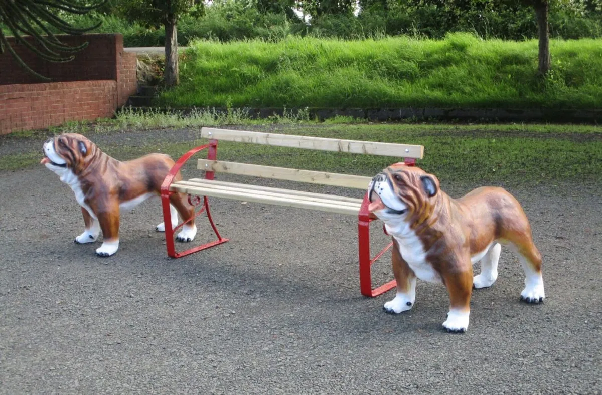2 Large Bulldog Statues - Image 1