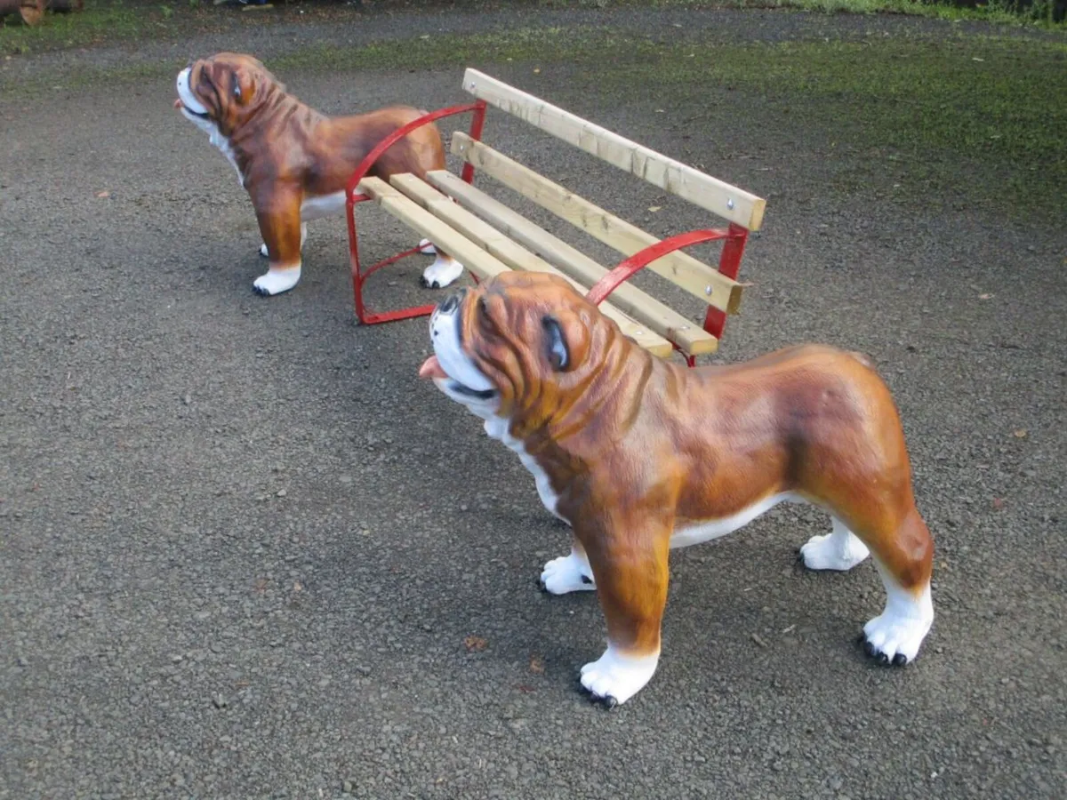 2 Large Bulldog Statues - Image 3