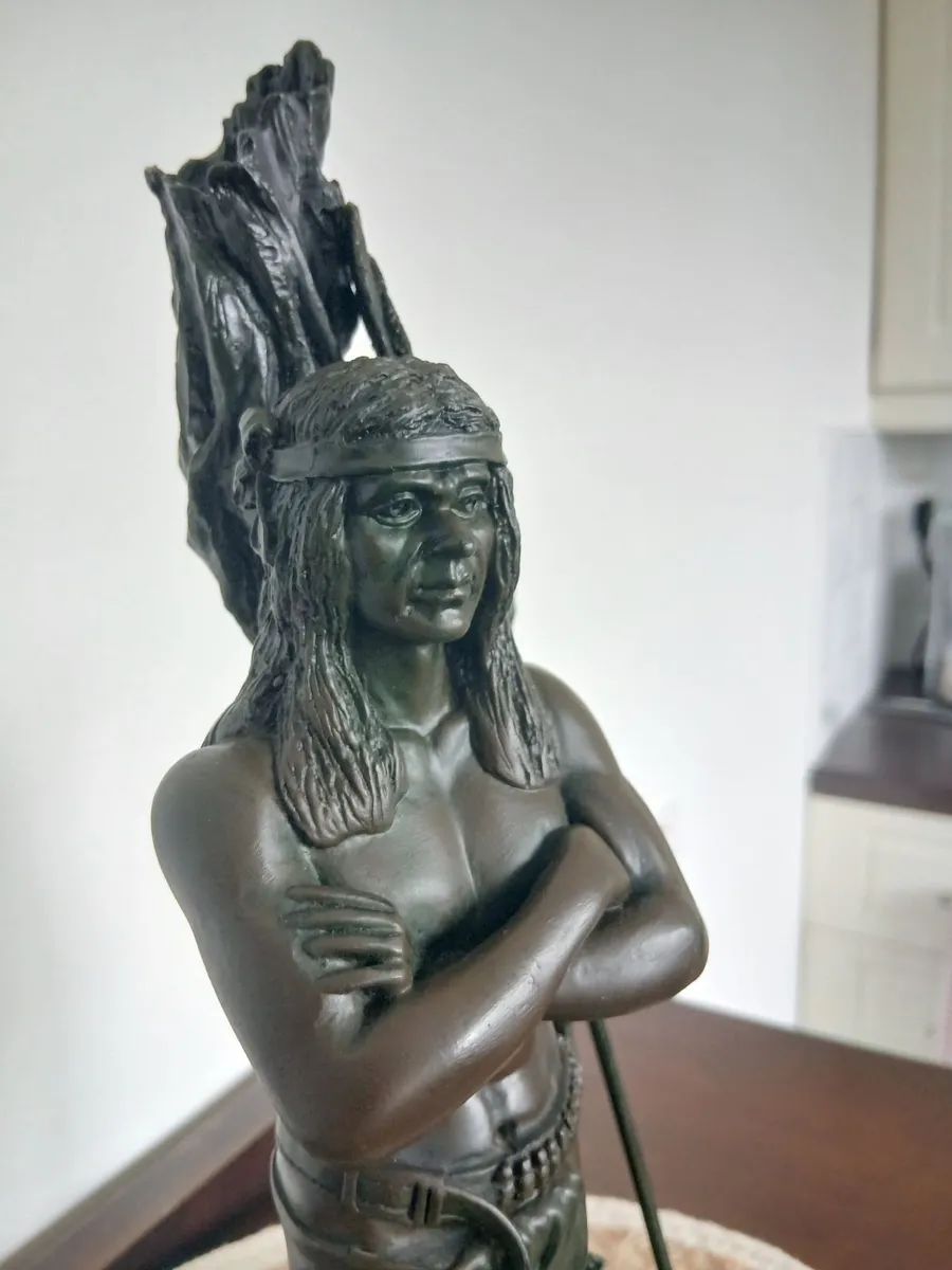 Vintage Bronzed Indian Brave Figurine. - Image 1