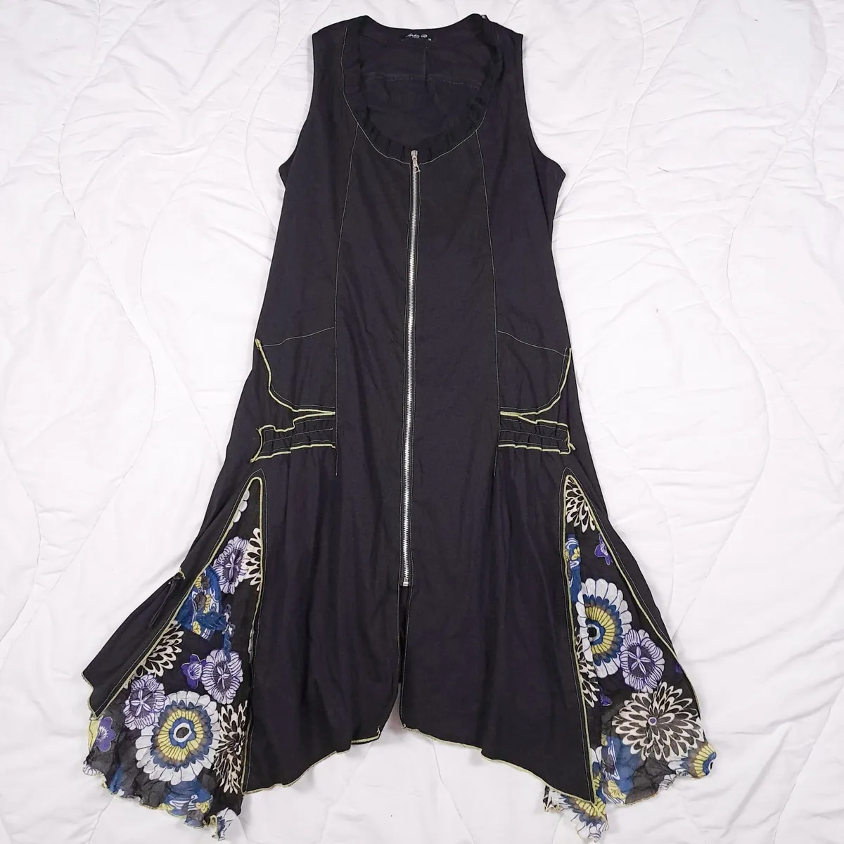 Sophie B Black Floral Midi Dress Mesh Top 18UK - Image 3