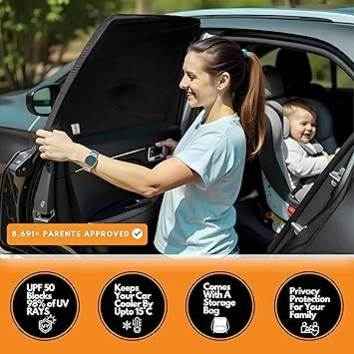 Car Sun Shade for Baby with Suction, Car Sun Shade - Image 4