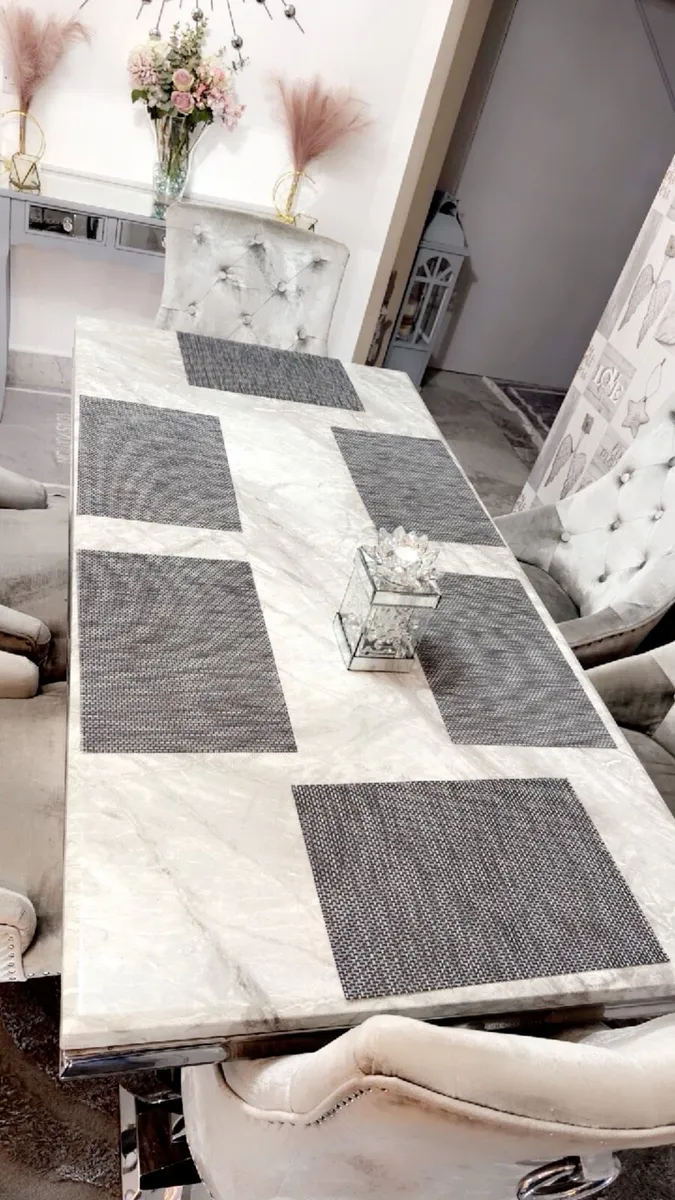 Marble Effect Dining Table & 6 Chairs - Image 4