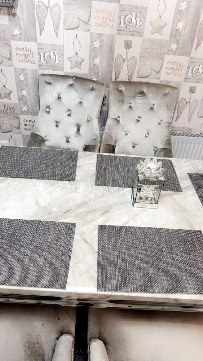Marble Effect Dining Table & 6 Chairs - Image 3