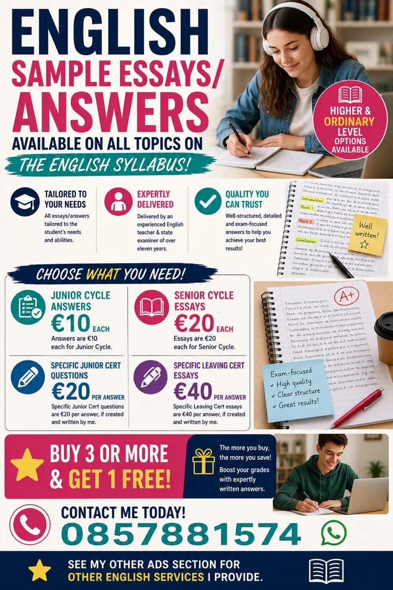 Junior & Senior English Distinction & H1 essays