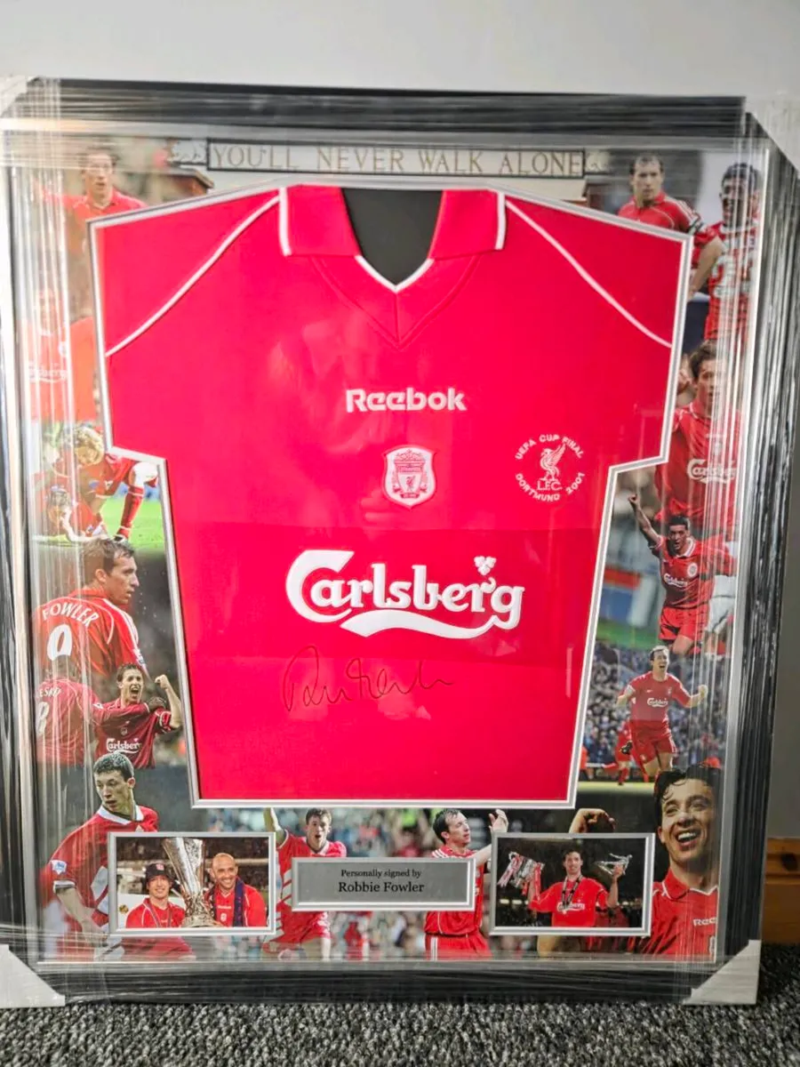 Signed & Framed Robbie Fowler UEFA Cup Final 2001 - Image 1