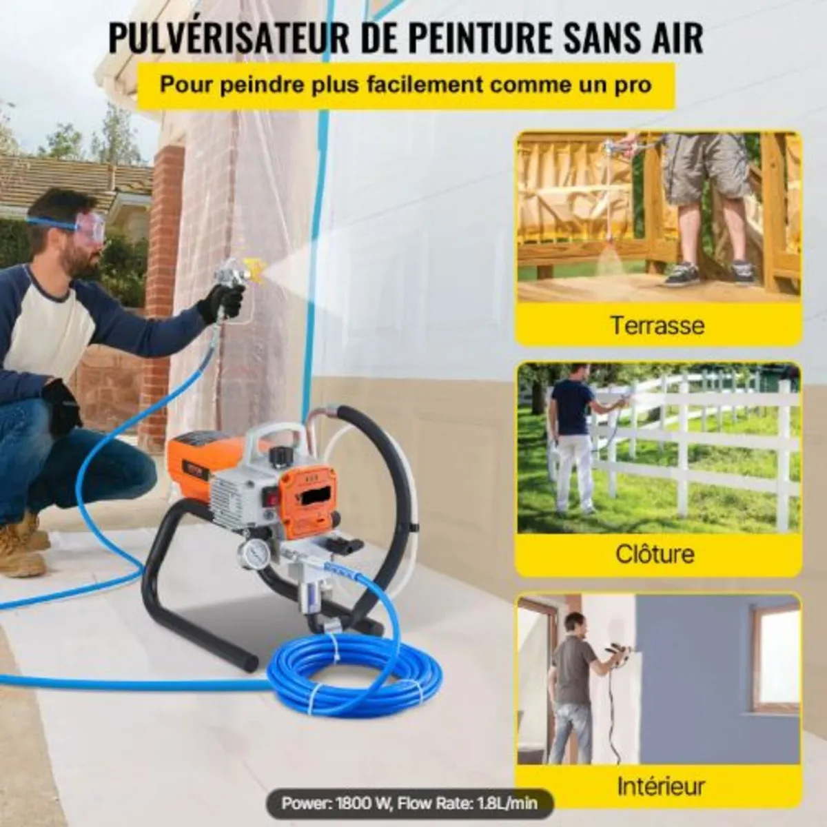 Pro Airless Wall Paint Sprayer, 1800W Electric - Image 2