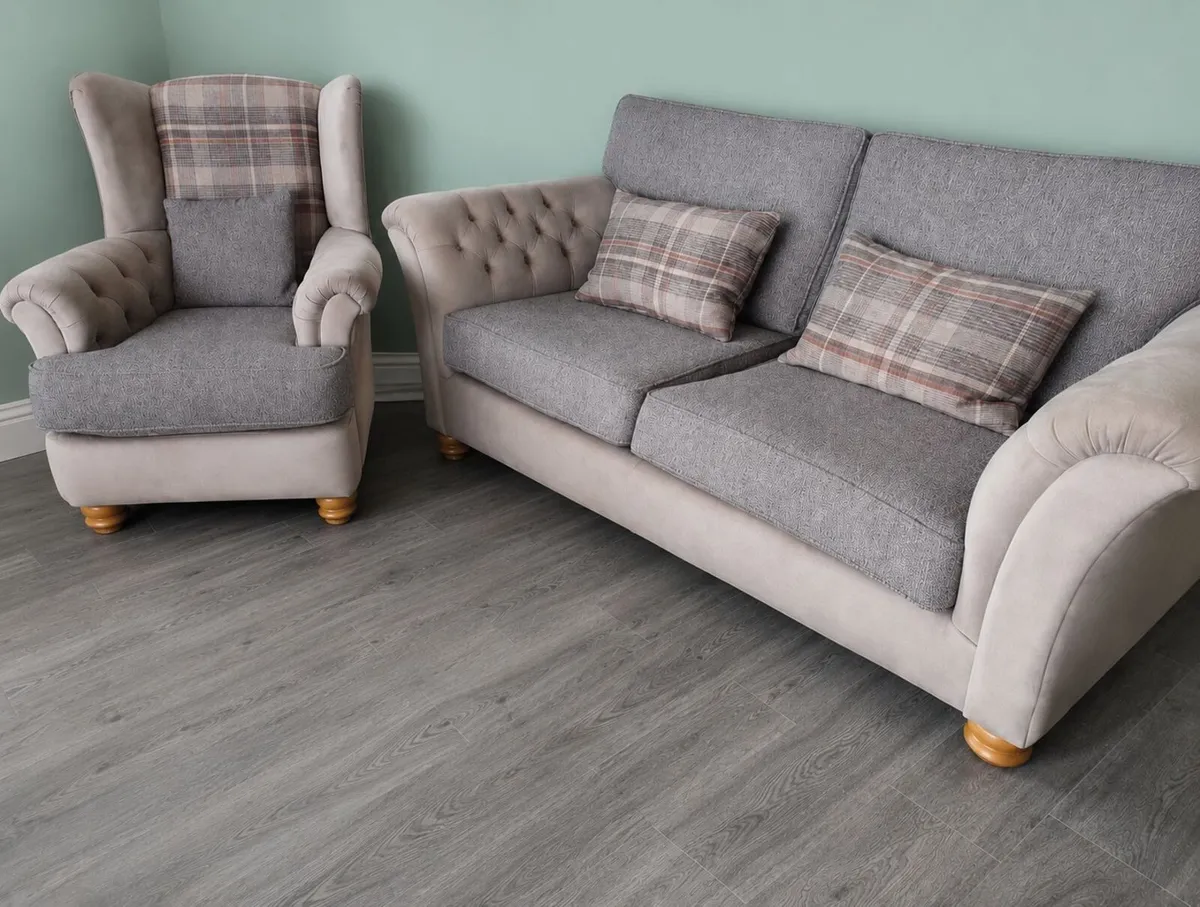 3 Seater Sofa and Matching Wingback Armchair - Image 1