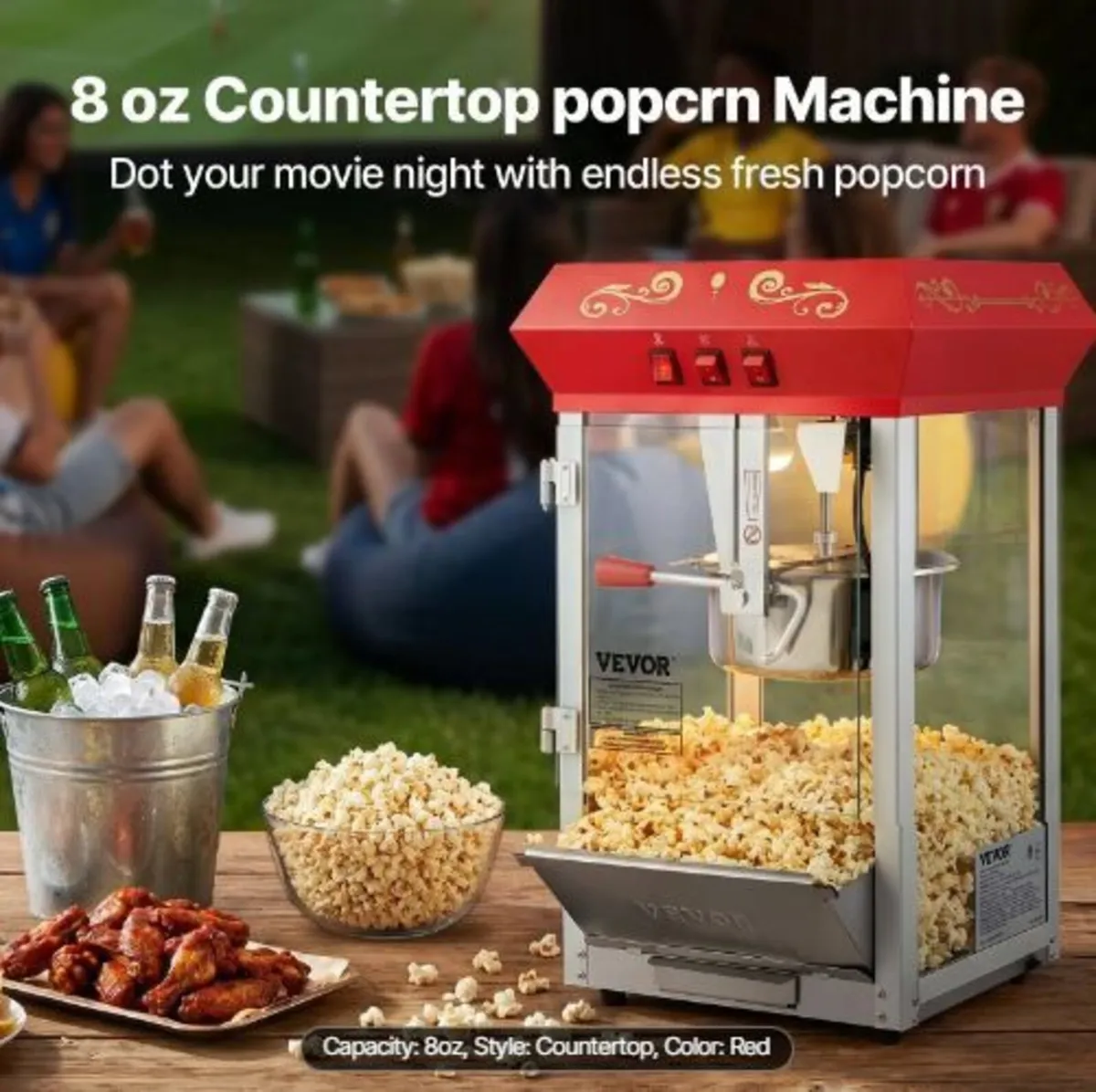 Popcorn Maker, 850W Popcorn Popper Machine, - Image 2