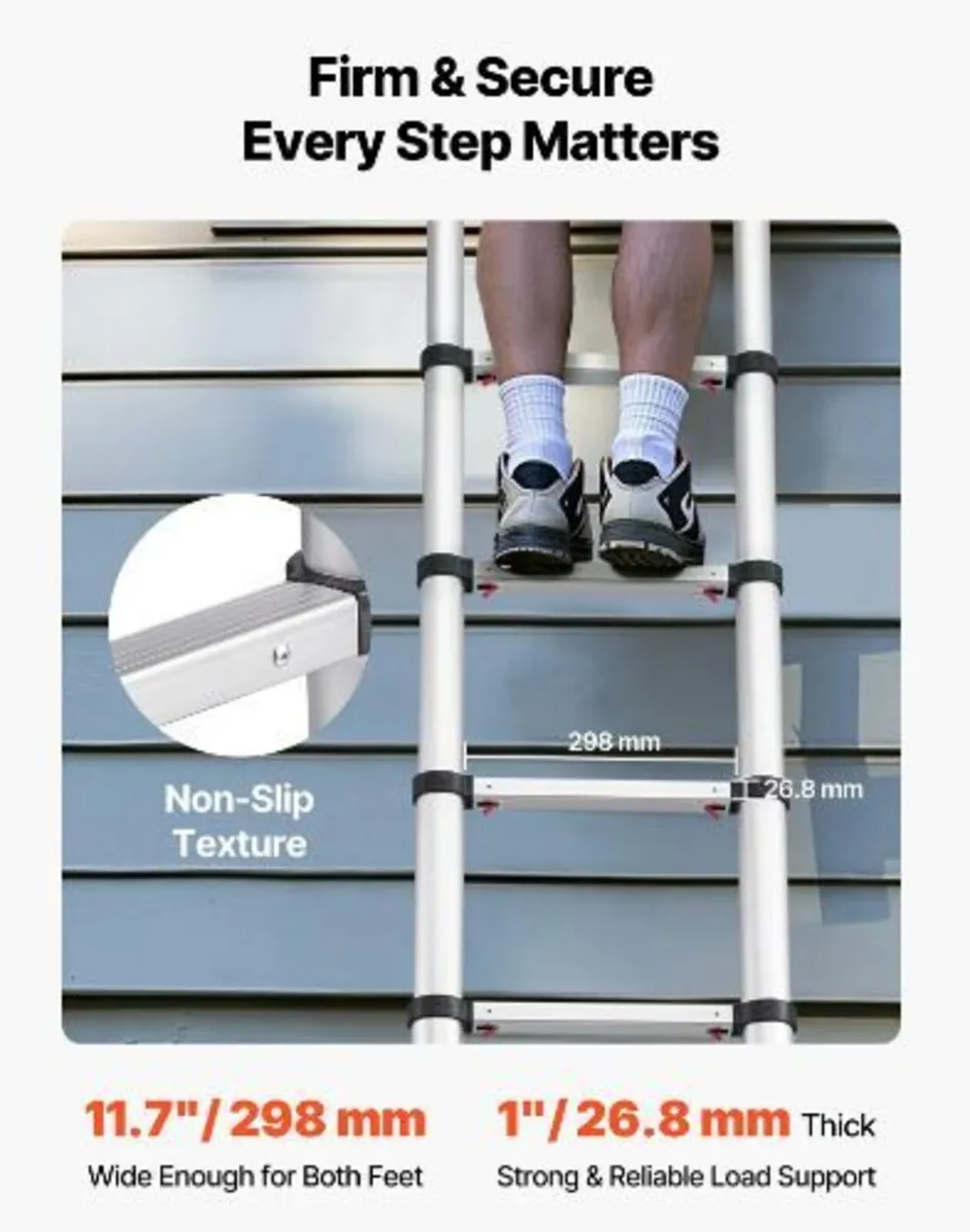 3.8m Telescoping Ladder, Aluminum Lightweight - Image 4