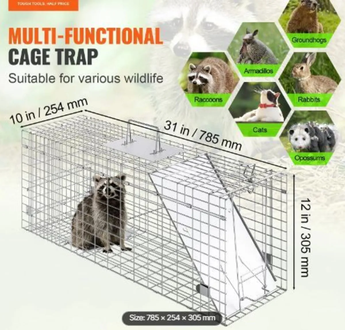 Live Animal Cage Trap, 79 x 25 x 30.5 cm - Image 3