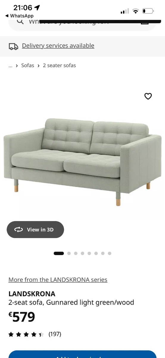 IKEA 2 seater LANDSKRONA sofa - Image 1