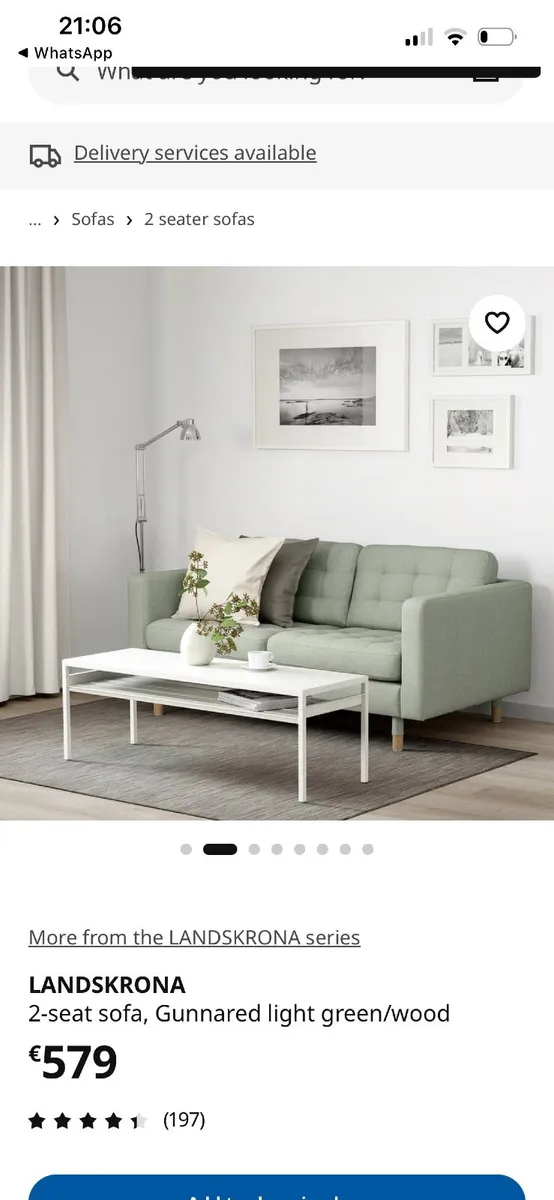 IKEA 2 seater LANDSKRONA sofa - Image 2