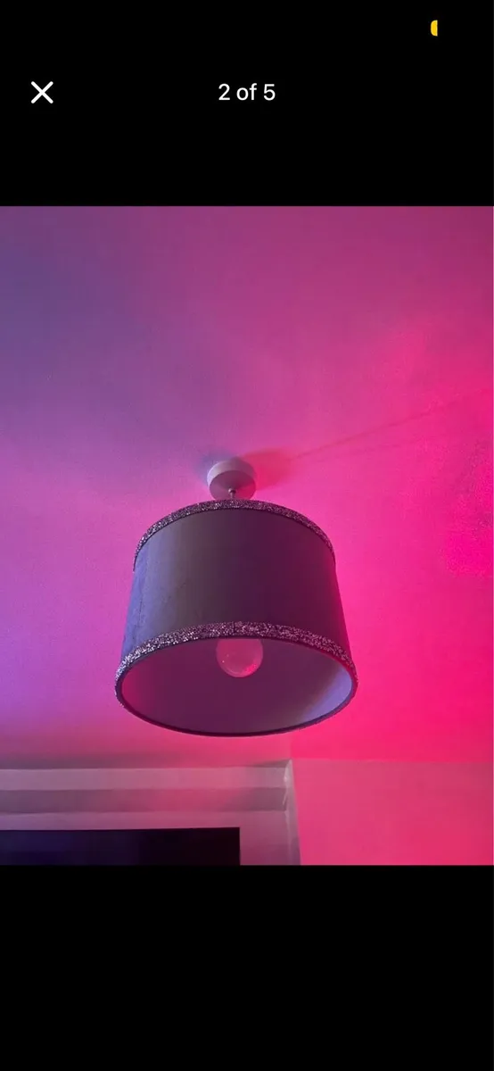 2x Grey Diamanté Lamp Shades - Image 2