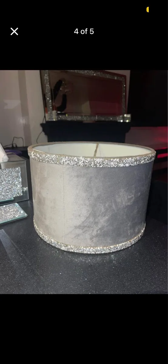 2x Grey Diamanté Lamp Shades - Image 4