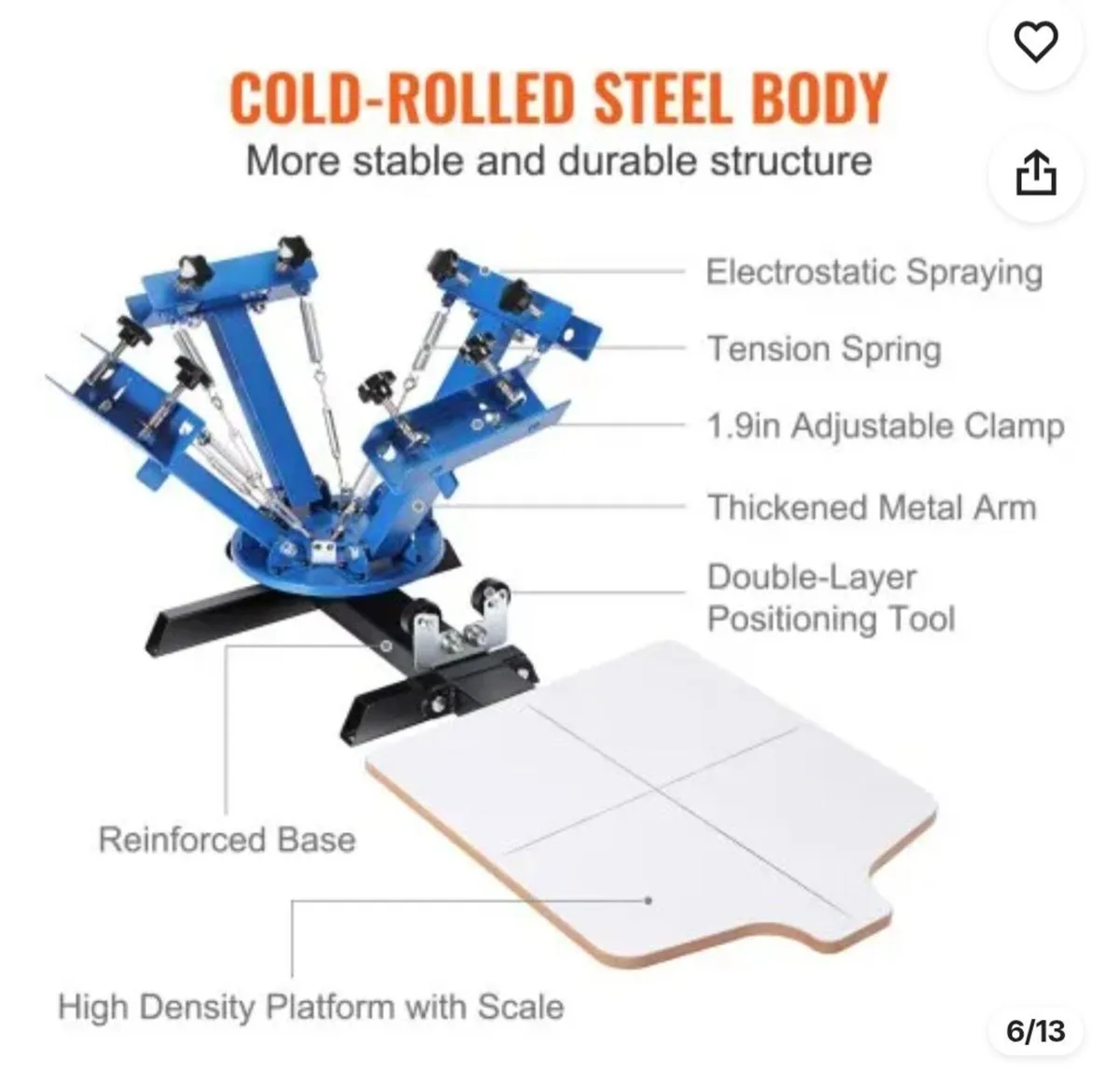 VEVOR Screen Printing Machine, 4 Color 1 Station - Image 2