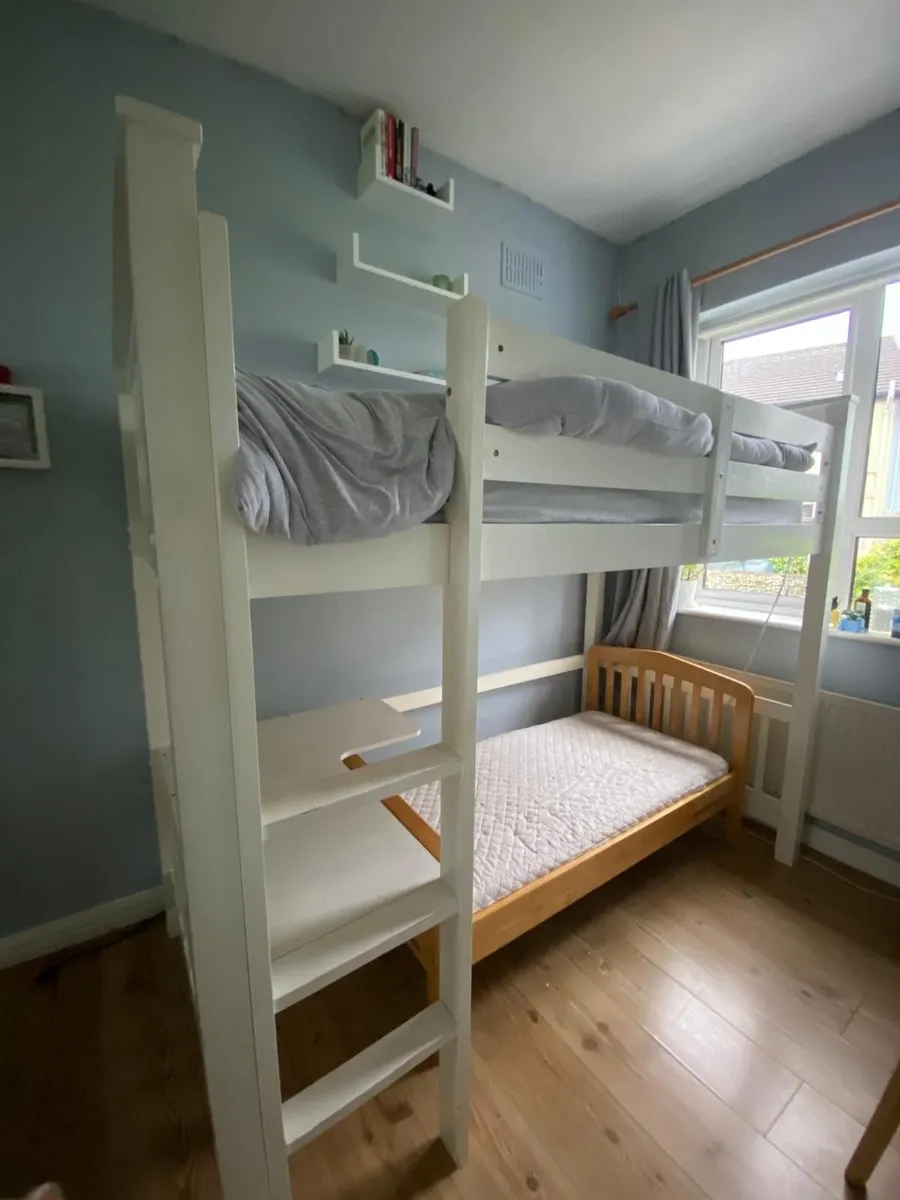 Loft bed with built indesk and cot bed insert - Image 1