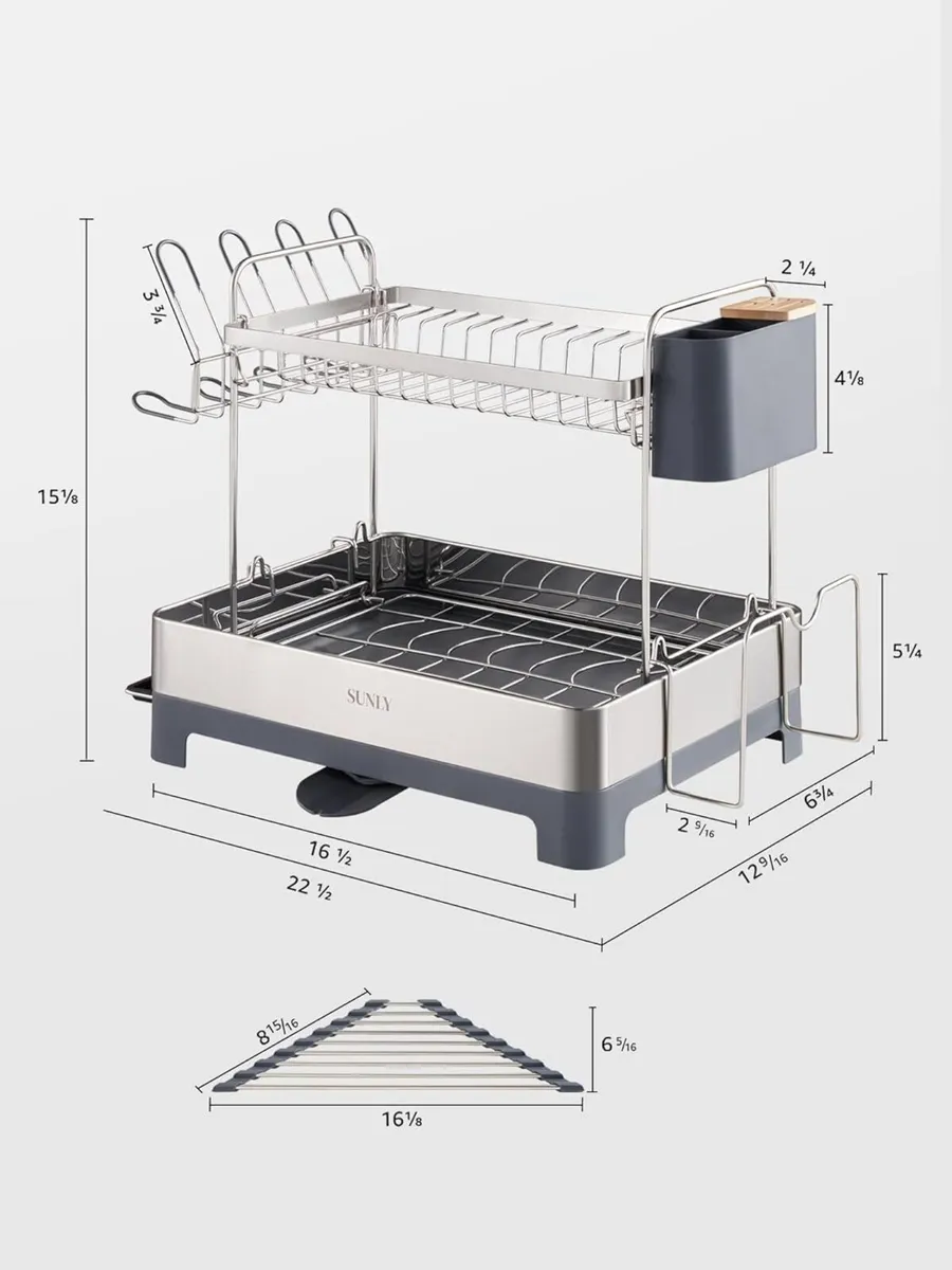2 Tier Dish Drying Rack Extra Large Multifunctiona - Image 2