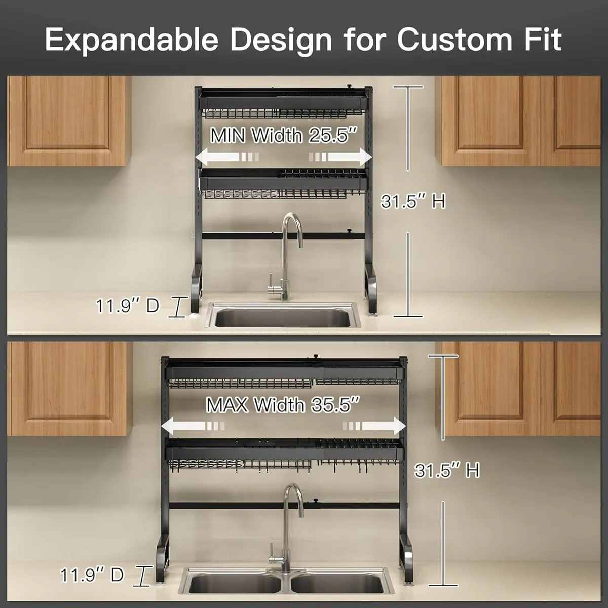 Over Sink Dish Drainer Drying Rack Stainless - Image 2