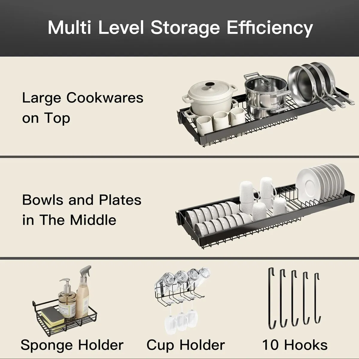 Over Sink Dish Drainer Drying Rack Stainless - Image 4