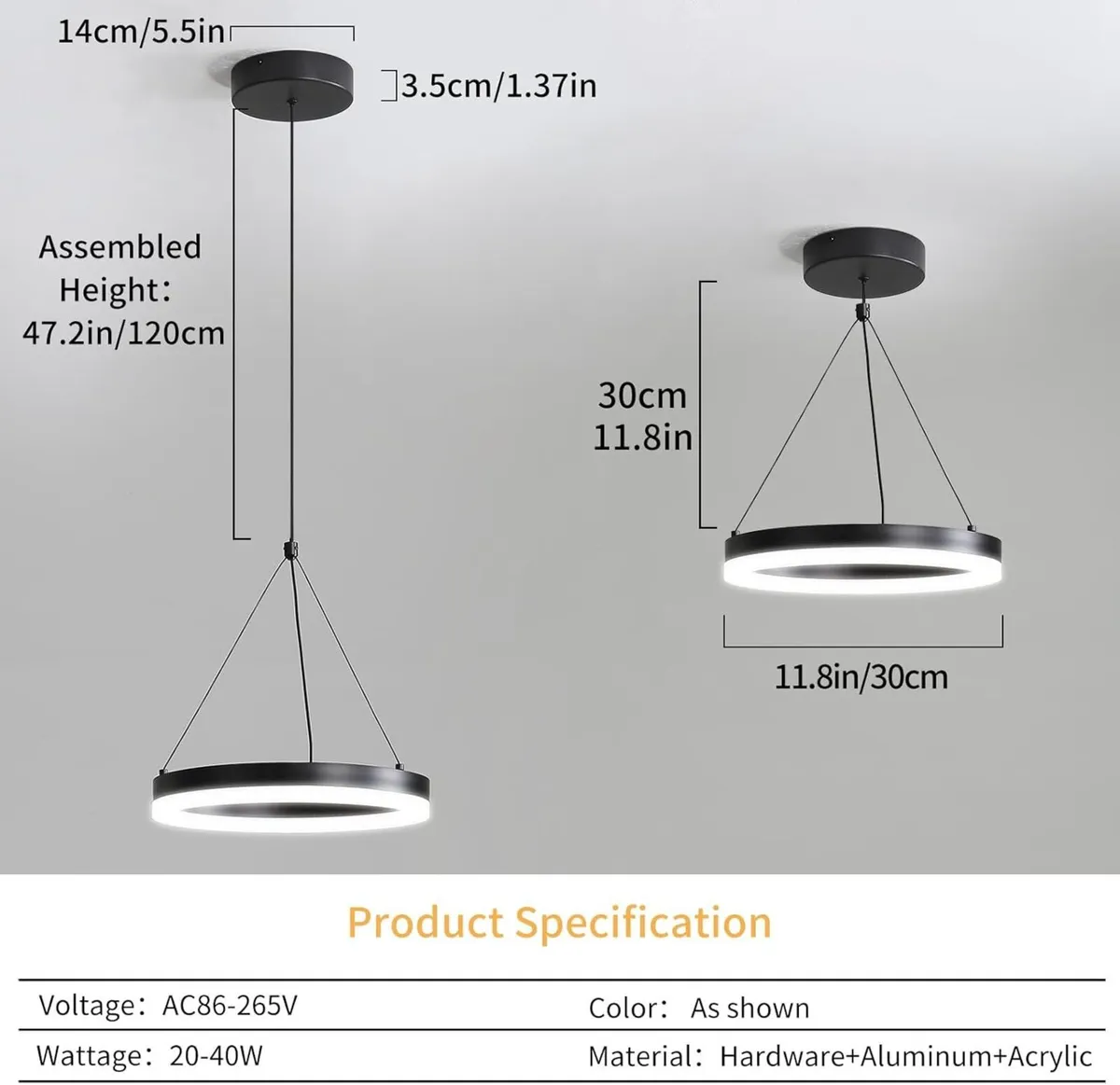 30cm Round Pendant Light 3Pack Brightness - Image 2