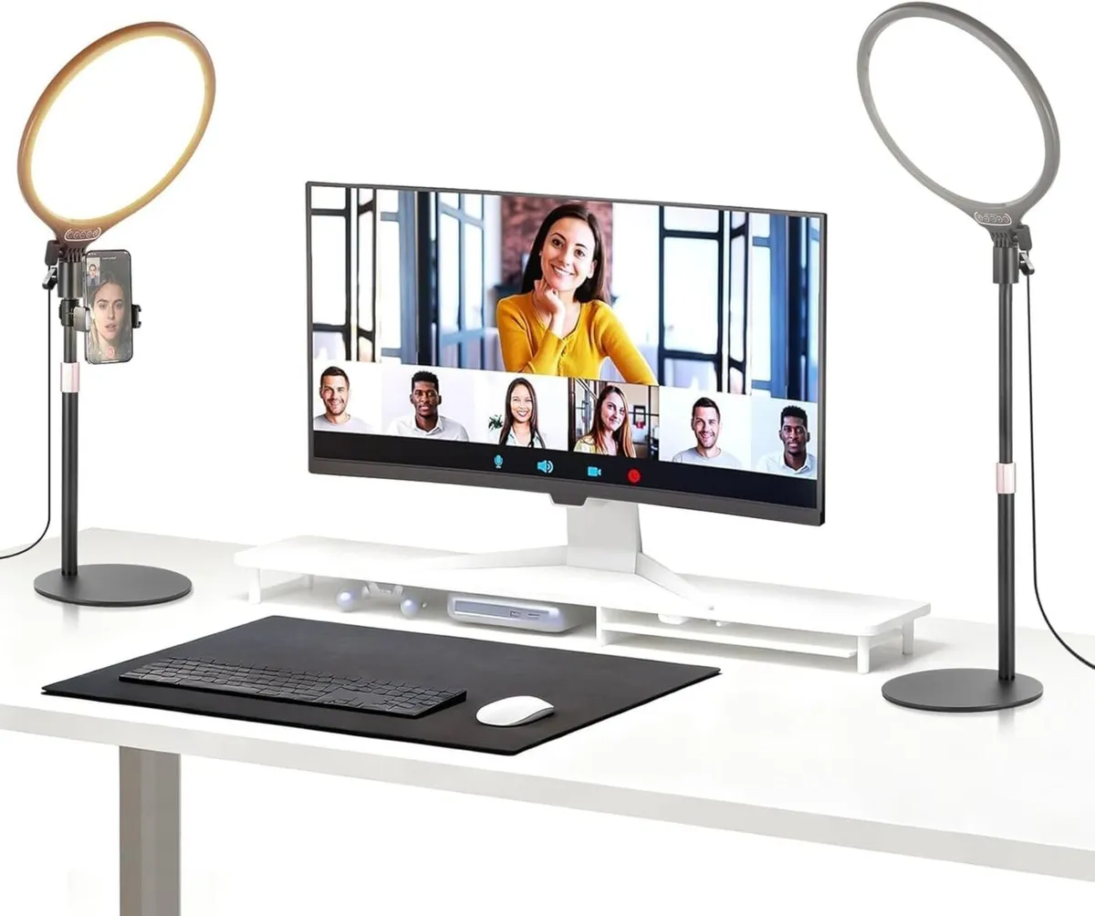 BASICS 2 Pack 10.5 Desk Ring Light with Stands/Ph - Image 1