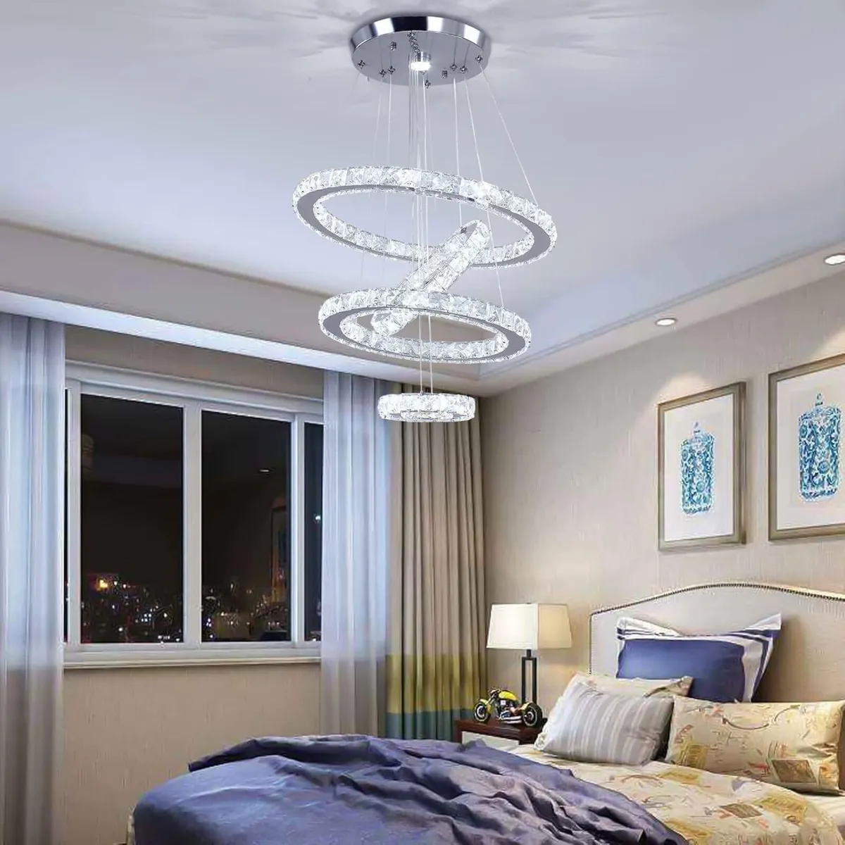 Modern Crystal Chandeliers LED 4 Rings Pendant - Image 3