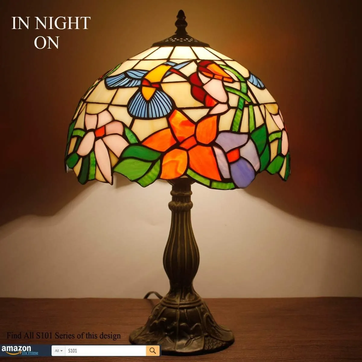 Tiffany Lamp Stained Glass Hummingbird Style - Image 3