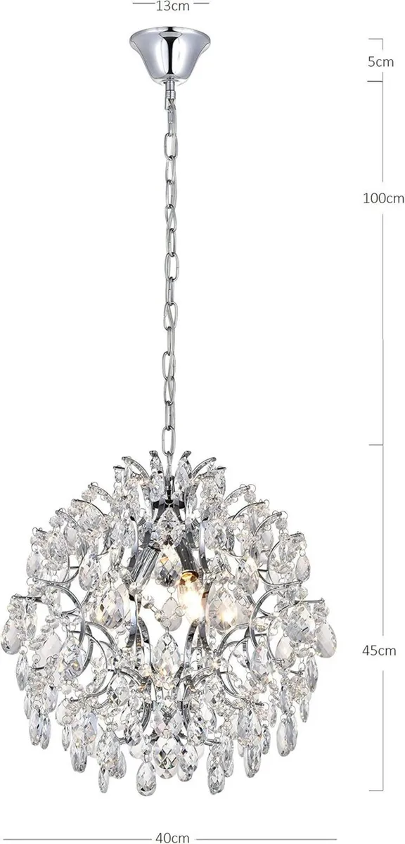 Chrome Modern Pendant Chandelier Crystal Raindrop - Image 1