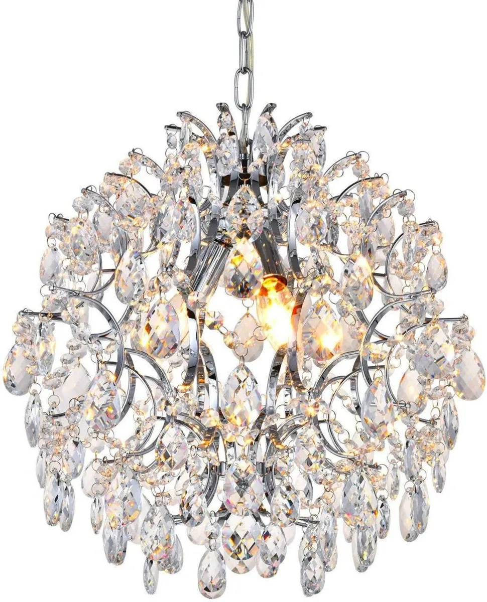 Chrome Modern Pendant Chandelier Crystal Raindrop - Image 2