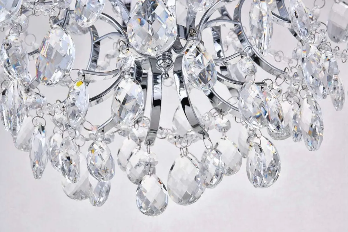 Chrome Modern Pendant Chandelier Crystal Raindrop - Image 4