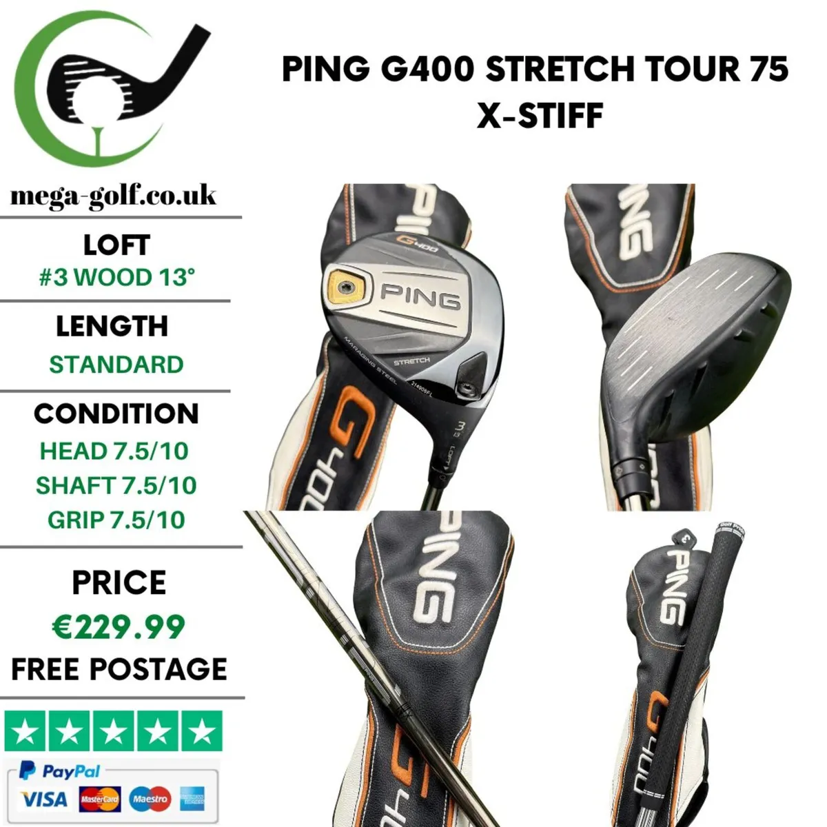 Ping G400 Stretch #3 Wood 13° / Tour 75 X-Stiff - Image 1