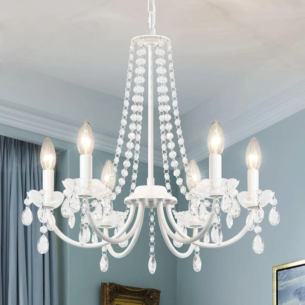 Crystal Chandelier 6 Lights Chandeliers Ceiling - Image 1