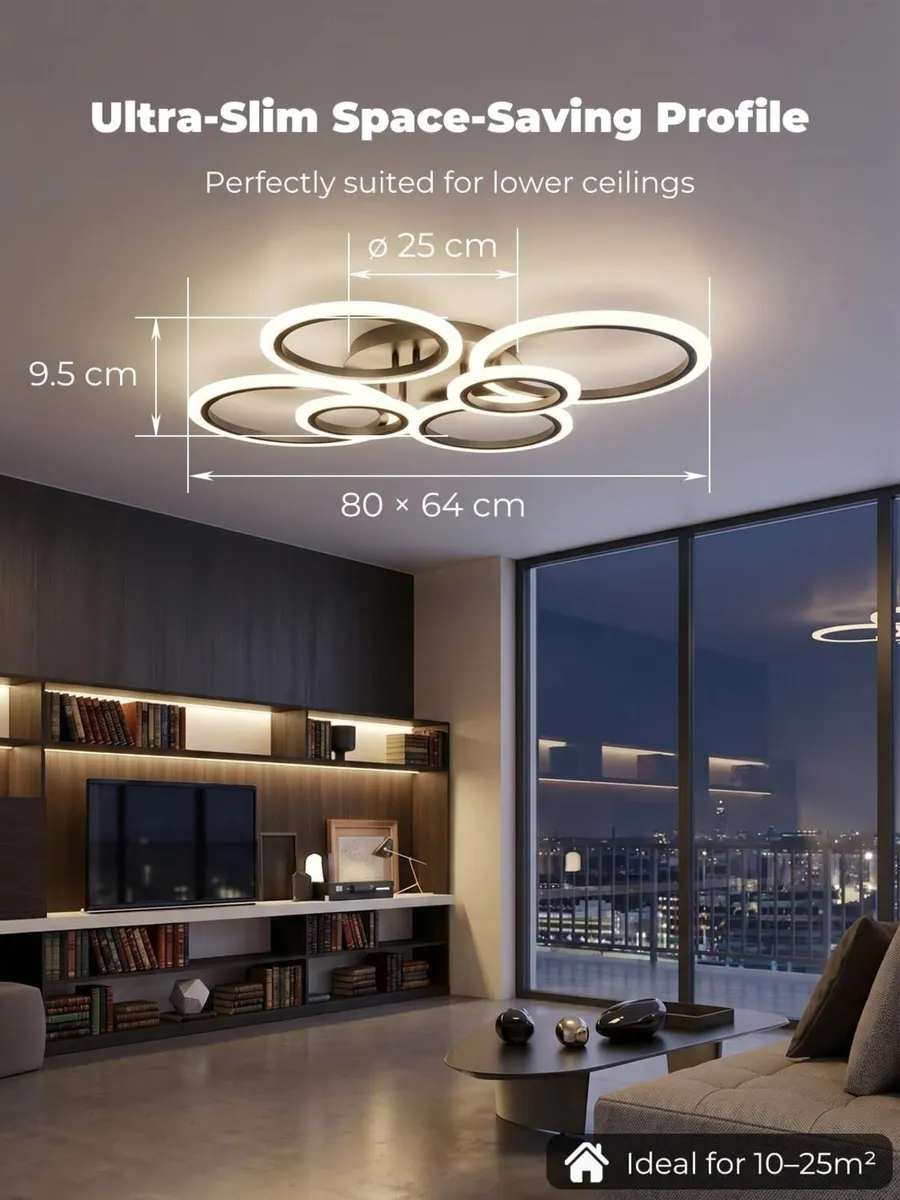 Chandeliers Ceiling Light with Remote APP 6 Rings - Image 2