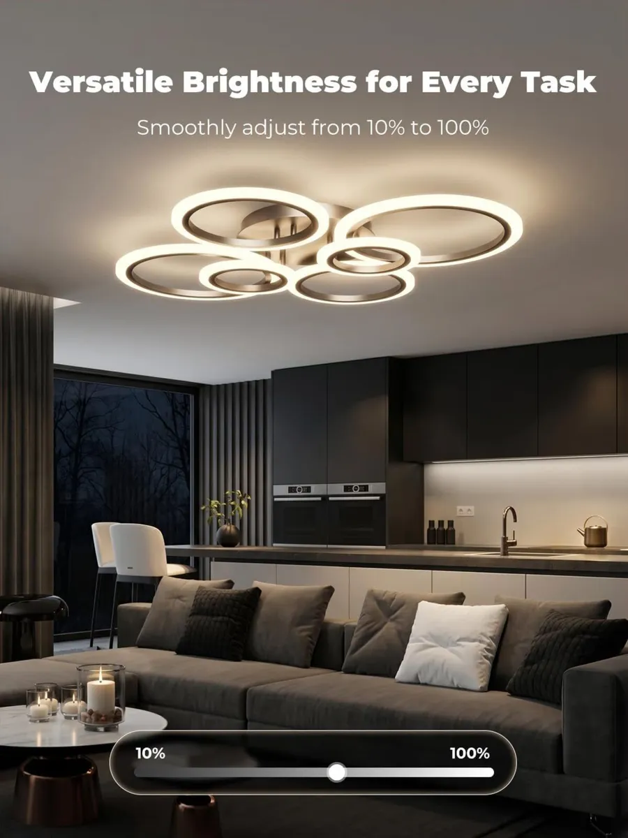 Chandeliers Ceiling Light with Remote APP 6 Rings - Image 3