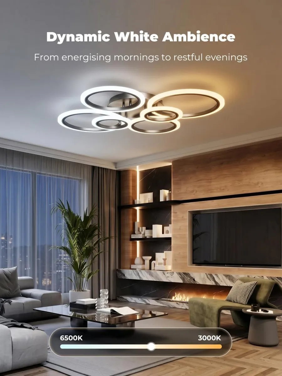 Chandeliers Ceiling Light with Remote APP 6 Rings - Image 4