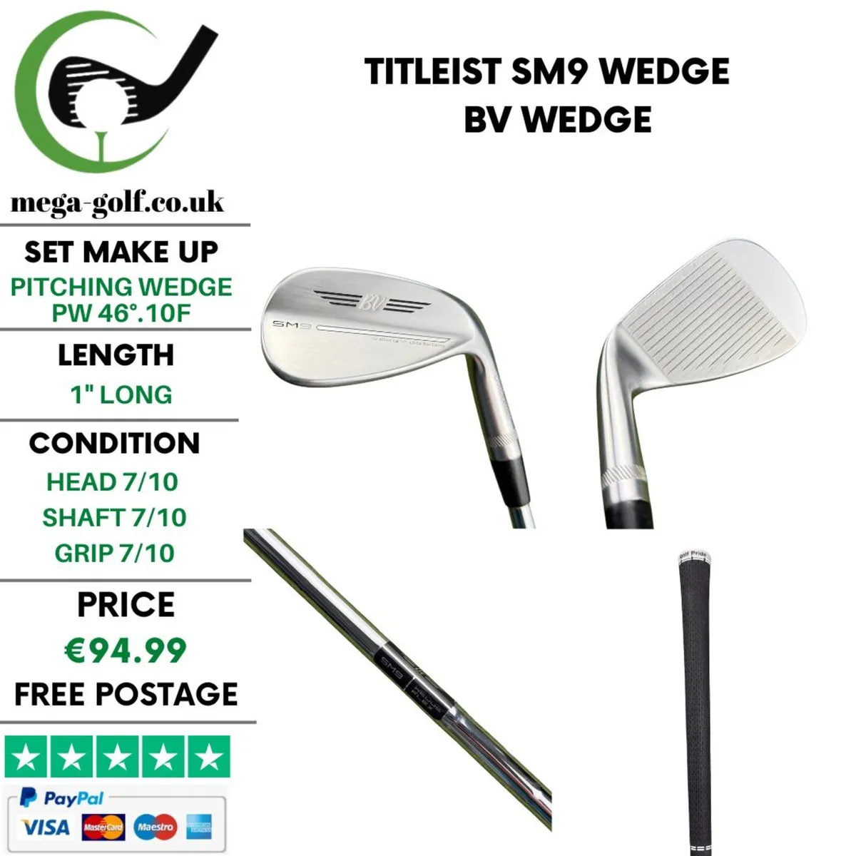 Titleist SM9 Wedge Pw 46°.10F / Bv Wedge - Image 1