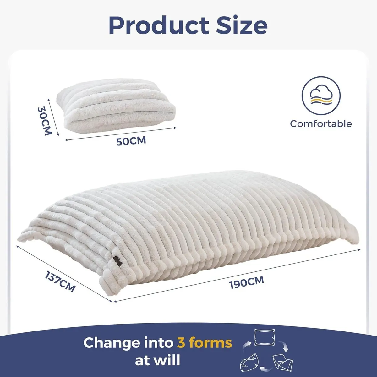 Giant Bean Bag Soft Fluffy Faux Fur BeanBag Chair - Image 2