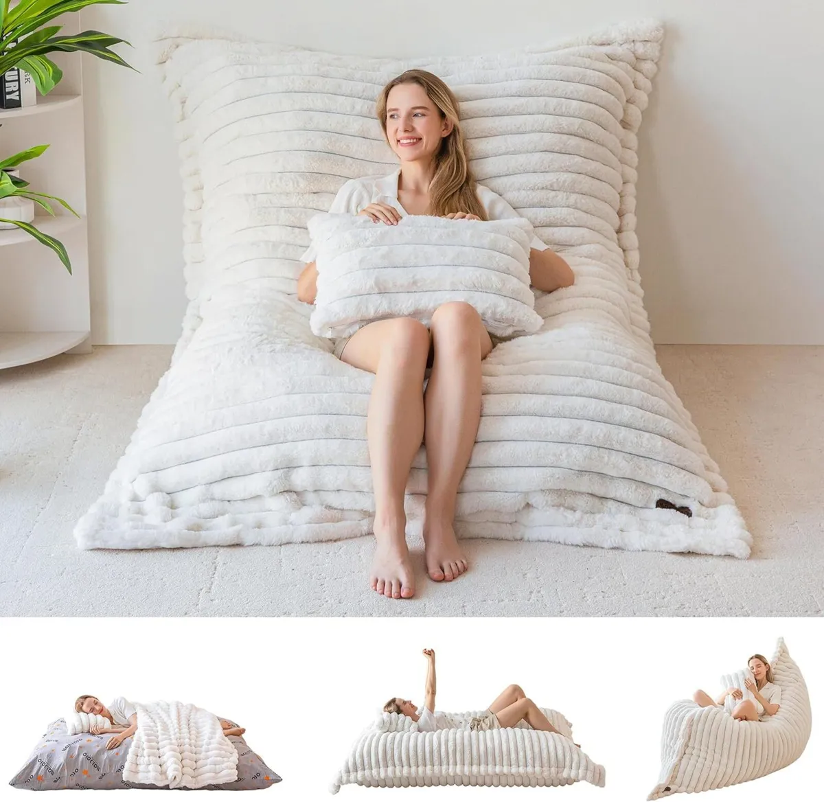 Giant Bean Bag Soft Fluffy Faux Fur BeanBag Chair - Image 1