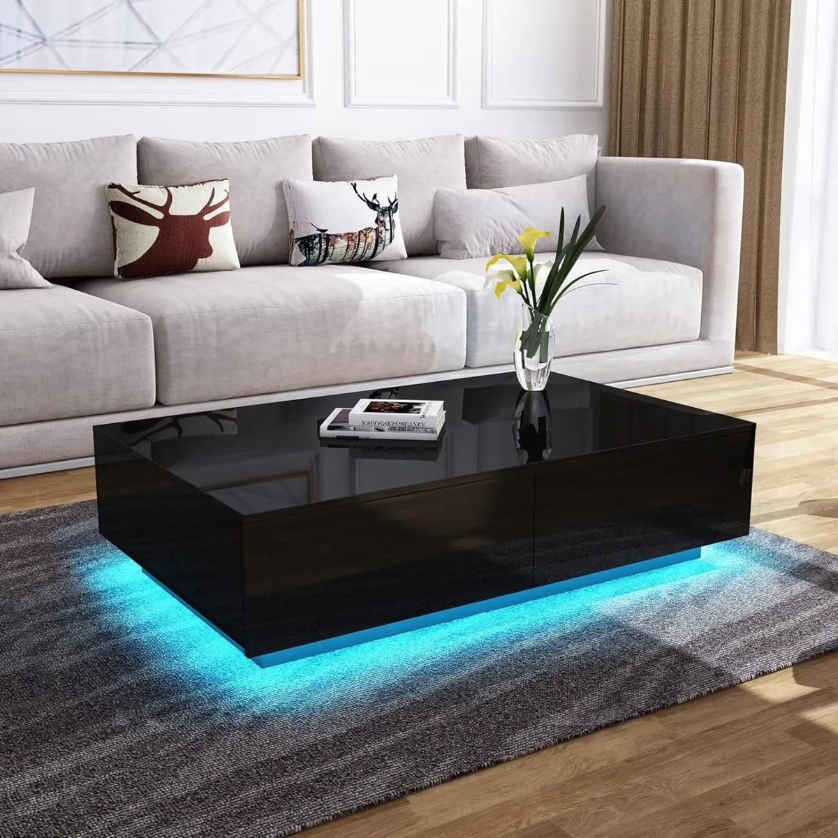 Coffee Table Centre Tea for Living Room Black - Image 1