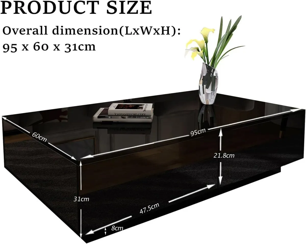 Coffee Table Centre Tea for Living Room Black - Image 3