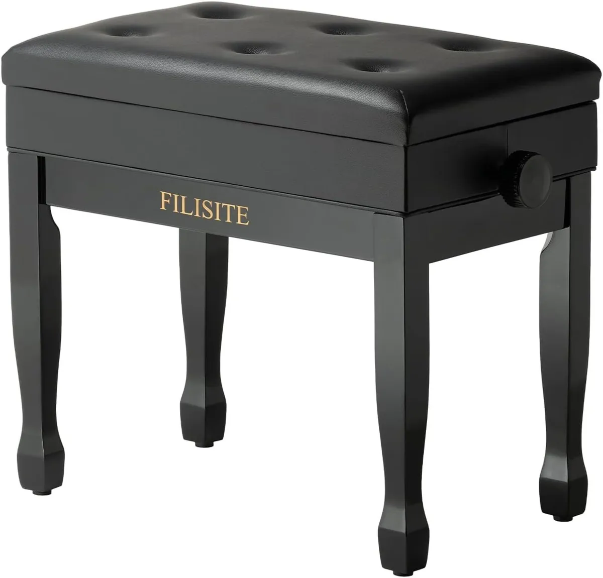 Adjustable Height Piano Stool Bench PU Leather - Image 1