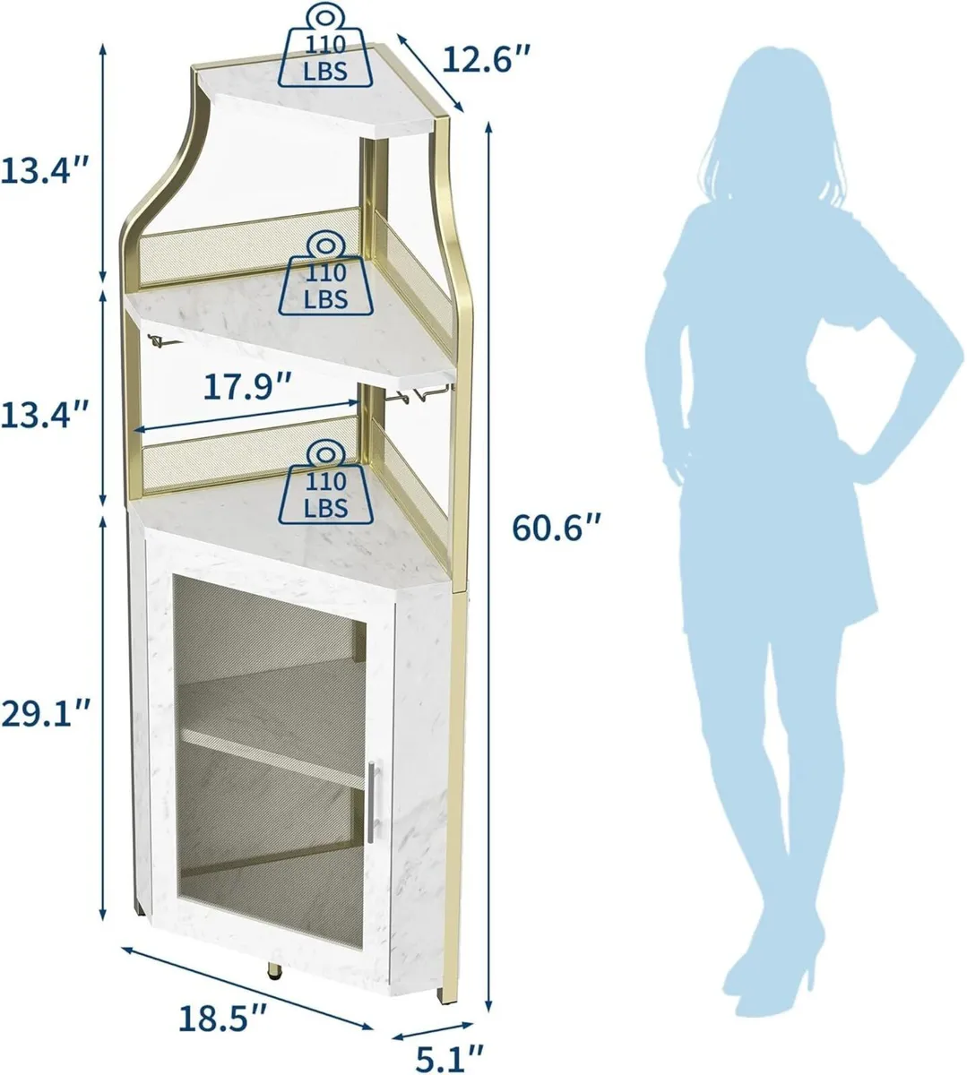 4-Tier Corner Bar Cabinet Industrial Freestanding - Image 2