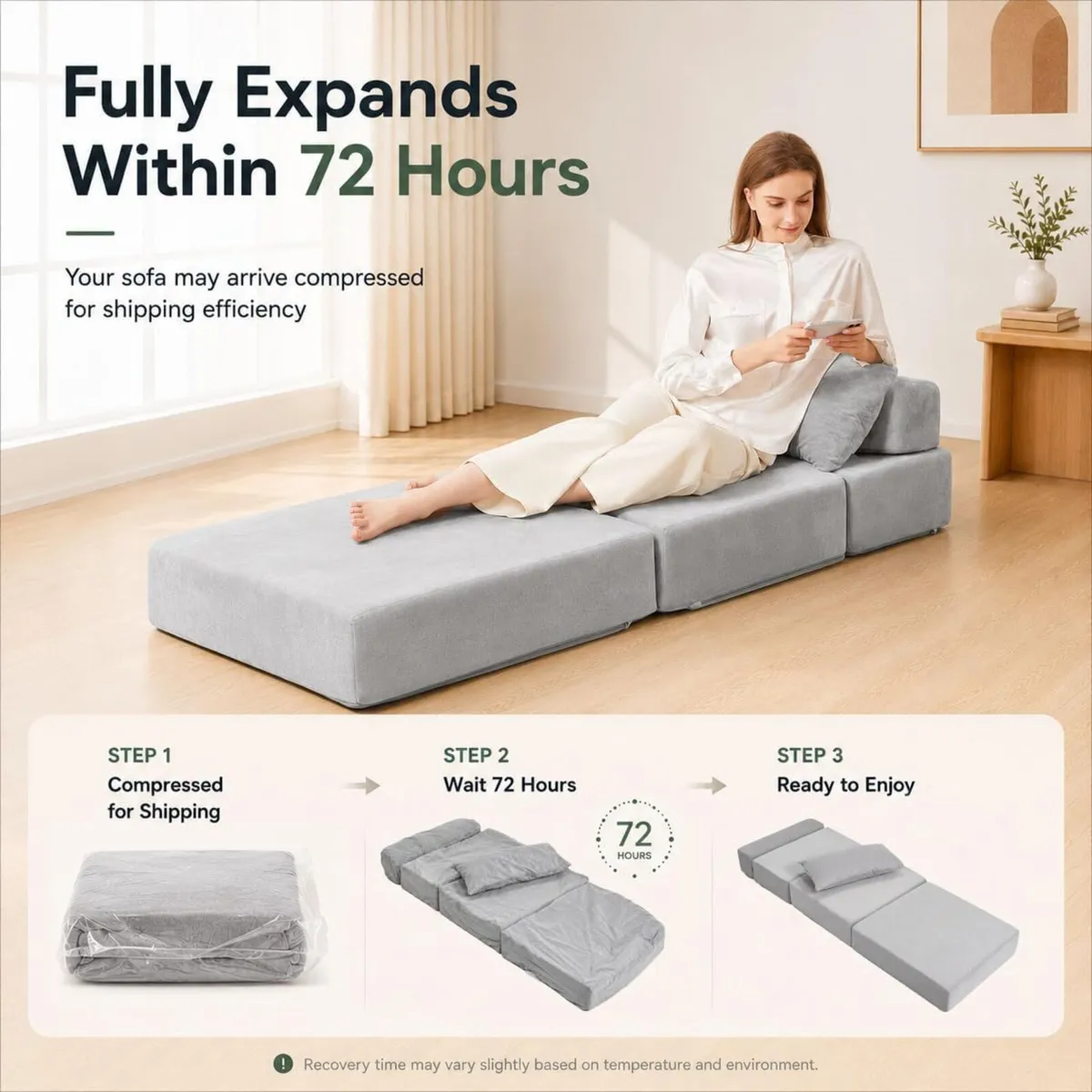 Folding Sofa Bed Chair - Sleeper with Pillow - Image 4