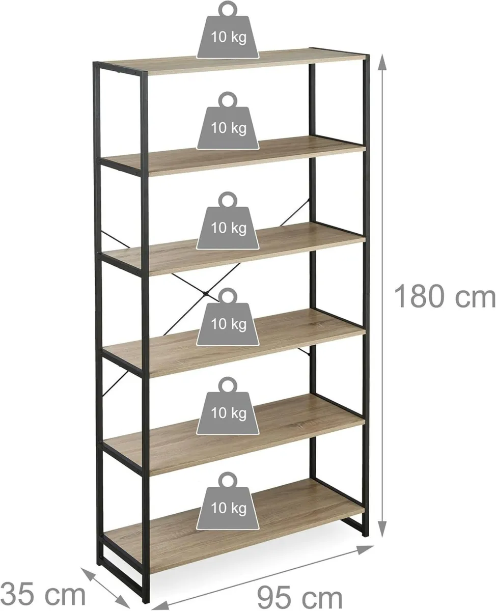 Industrial Shelving Unit Tall Book Case Open - Image 3