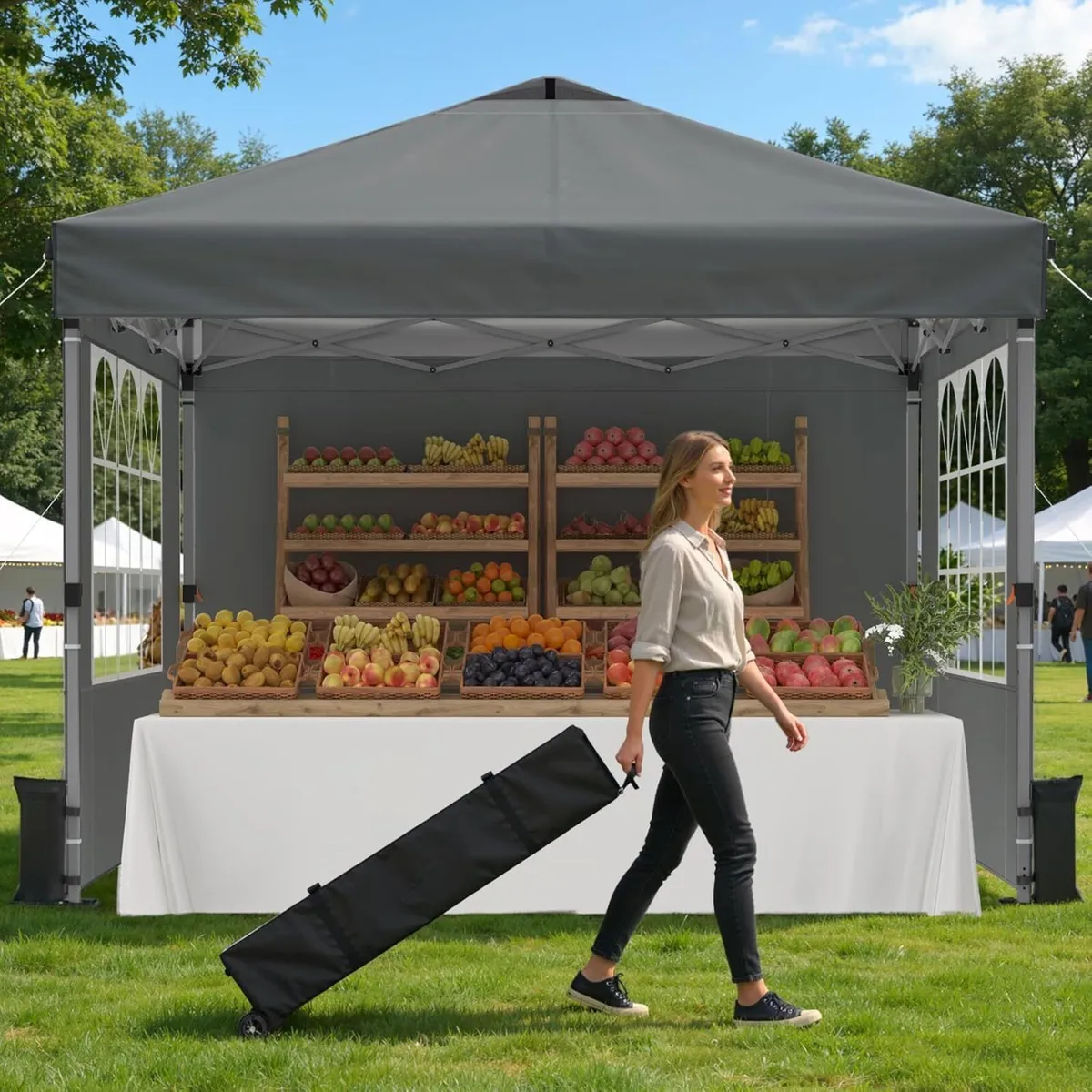 Pop Up Canopy Tent for 10 Person Silver Coated - Image 1