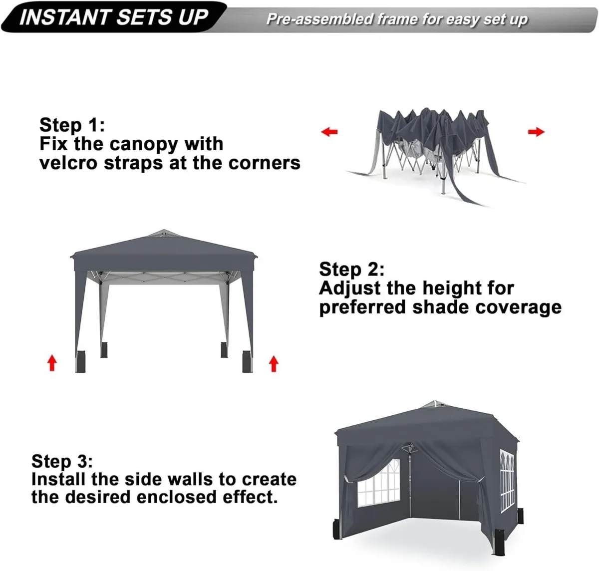Pop up Gazebo with Sides 3m x Waterproof and UV - Image 4