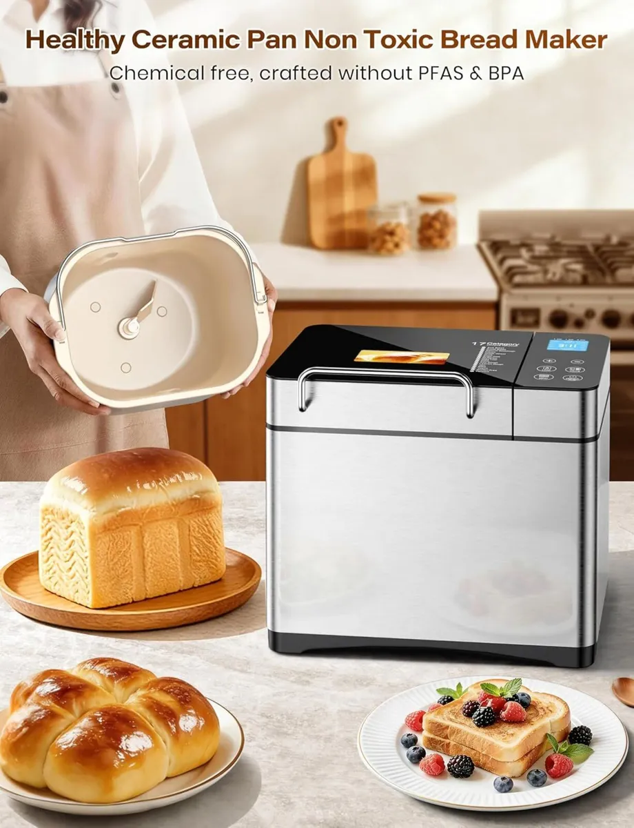 2.2LB Automatic Bread Maker Ceramic Pan 17-in-1 - Image 4
