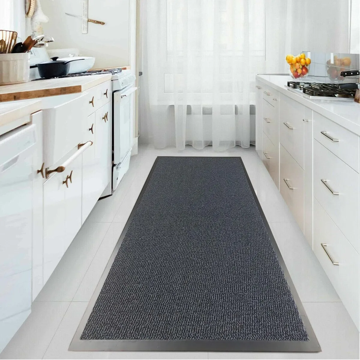 Large PVC Edge Rugs Heavy Duty Non Slip Grey - Image 1