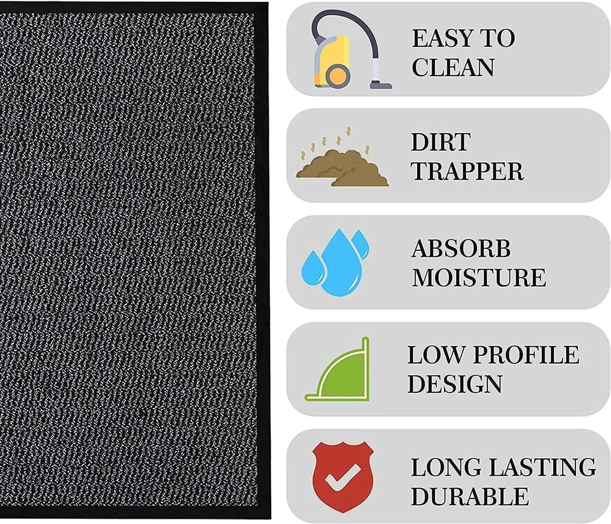 Large PVC Edge Rugs Heavy Duty Non Slip Grey - Image 4